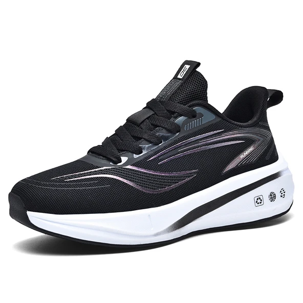 Unisex Karbon Fiber Spor Ayakkabı (Siyah - Beyaz)