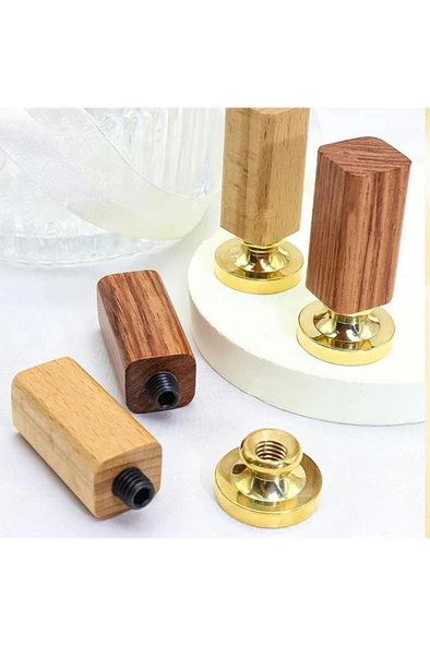 Ahşap Mum Mühür Sapı Koyu Kayın Ağacı G20 Özel Tasarım M8 Dişli - Resim 2