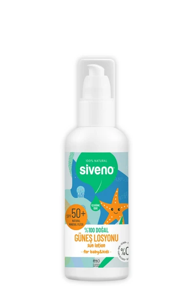 Siveno %100 Doğal Çocuk Güneş Losyonu- Leke Karşıtı Antioksidan Nemlendirici Bitkisel Vegan Uva Uvb 50spf