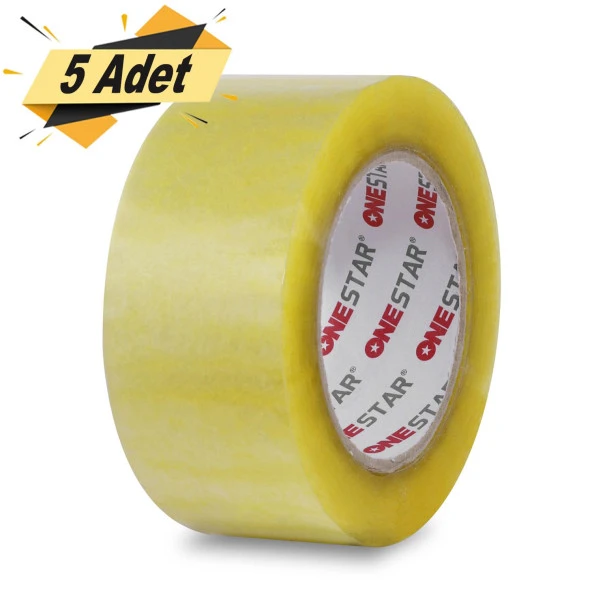 Onestar Koli Bandı 45 mm x 100 Mt Şeffaf Güçlü Yapışkanlı Kopmayan Bant (5 ADET)