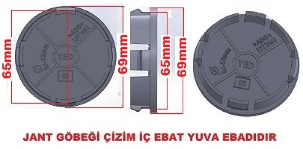 Jant Göbeği ALFA ROMEO 69/65 65mm YUVA 4LÜ SET SİYAH - 3
