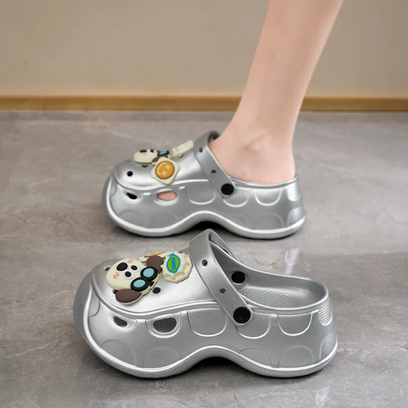 Kadın Platform Terlik Sandalet (Gümüş-4)