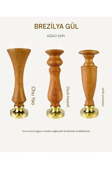 Ahşap Mum Mühür Sapı Gül Ağacı G24 Tasarımı Özel Seri M8 Dişli - Resim 4