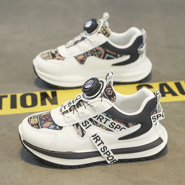 Unisex Çocuk Spor Ayakkabı (Beyaz - Siyah)