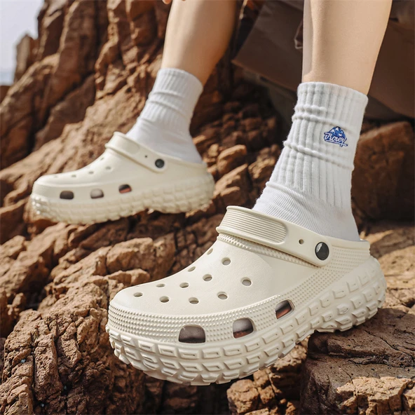 Unisex Yazlık Terlik Sandalet (Kurşuni Beyaz - Gri)