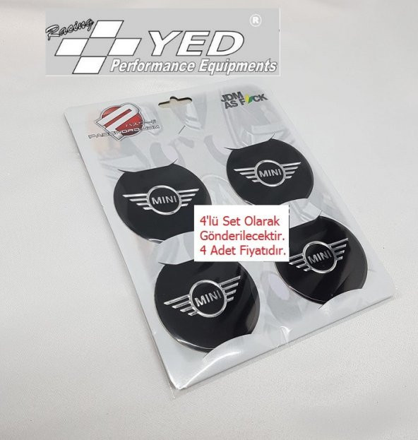 Jant Göbeği Arma Mini Cooper 60mm 4lü SİYAH Alüminyum Yapıştırma