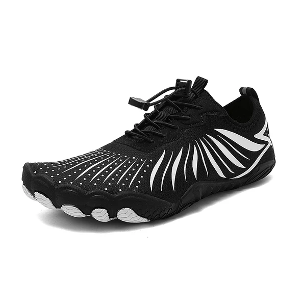 Unisex Plaj Ayakkabısı - Parmak Arası - Bağcıklı (Siyah - Beyaz)