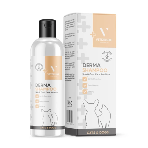 VETDELUXE Derma Cat / Dog Hypoallergenic Shampoo Hassas Ciltli Köpekler ve Kediler İçin Şampuan 200 ml
