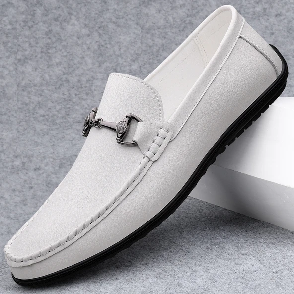Deri Erkek Loafer Ayakkabı (Beyaz)