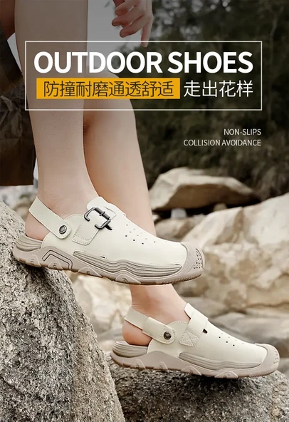 Erkek Yazlık Deri Sandalet (Haki Yeşili) - Resim 8