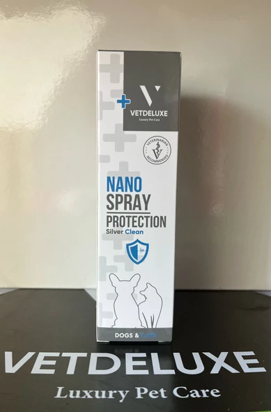 VETDELUXE Nano Silver Sprey Kedi Köpek Deri, Yara ve Vücut Bakım Spreyi (Göz, Kulak, Vücut Temizleme) 150 ml