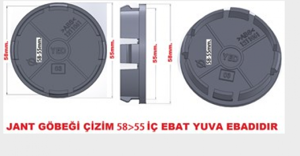 Jant Göbeğİ Daimler 58/55 (55mm Yuva) 4lü Plasto Damla SİYAH - 2