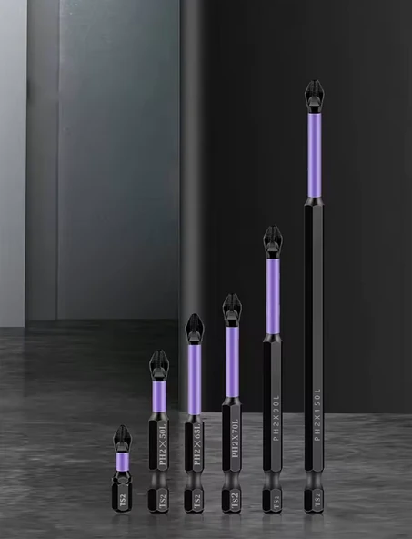 Profesyonel Manyetik Kaymaz Darbe Uçlu Çapraz Tornavida 150/90/70/65/50mm/Ts - 2