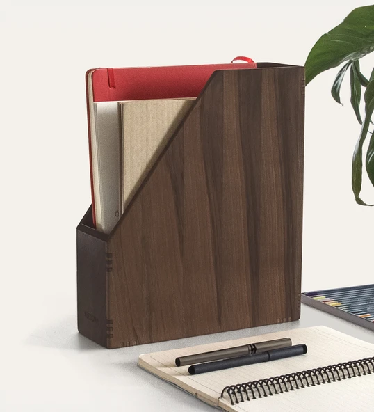Woodsaka Reka Dosyalık & Dergilik - Ceviz - 29.6cmx 8.5cm x 32cm