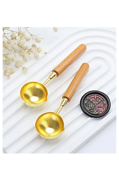 Mum Mühürü Eritme Kaşığı Çinko Alaşım Kayın Sap Özel Tasarım - Resim 5