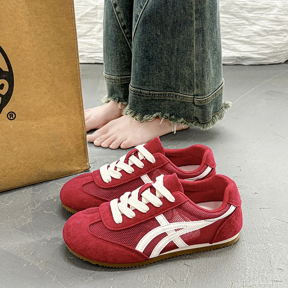 Kadın Yazlık Fileli Günlük Ayakkabı (Kırmızı-2) - Resim 2