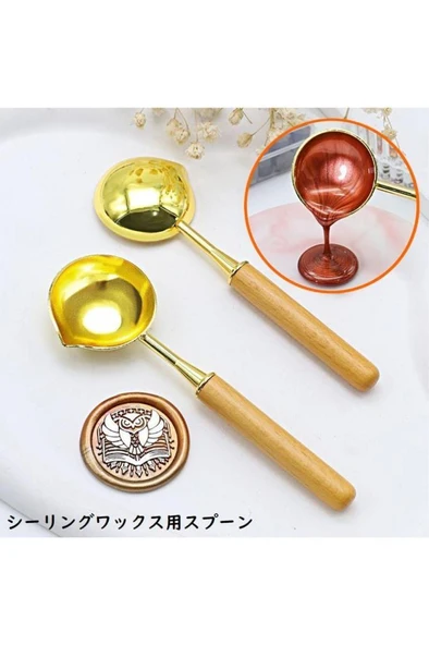 Mum Mühürü Eritme Kaşığı Çinko Alaşım Kayın Sap Özel Tasarım - Resim 11