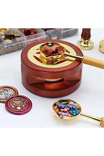 Mum Mühürü Eritme Kaşığı Çinko Alaşım Kayın Sap Özel Tasarım - Resim 6