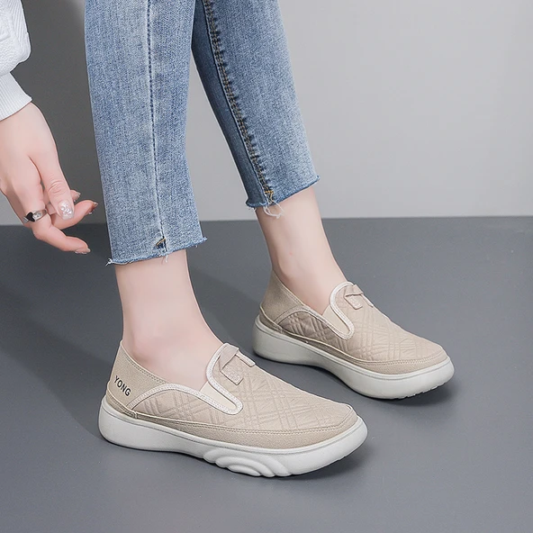 Kadın Günlük Slip-On Loafer Ayakkabı (Bej)