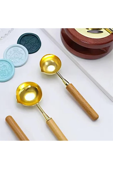 Mum Mühürü Eritme Kaşığı Çinko Alaşım Kayın Sap Özel Tasarım - Resim 12