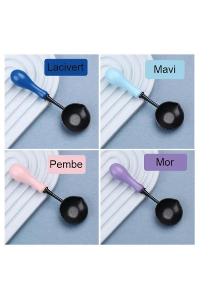 Mum Mühürü Eritme Kaşığı Yapışmaz Teflon  Kolay Temizlik Renkli Sap - Resim 6