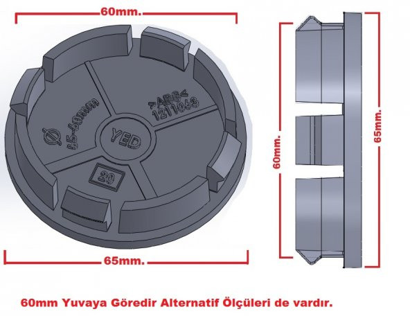 Jant Göbeği Volkswagen UYUMLU 65/60 60mm Yuvaya Göre 4lü Set SİYAH