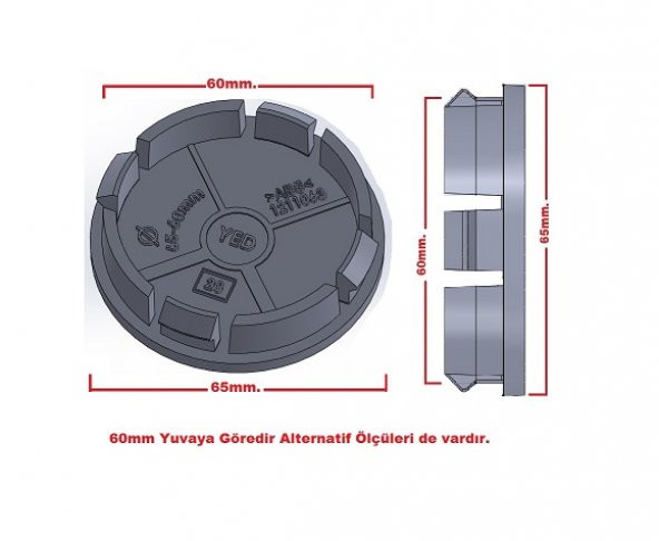 Jant Göbeği Tofaş 65/60 60mm Yuva 4lü Set Kırmızı Plasto Damla