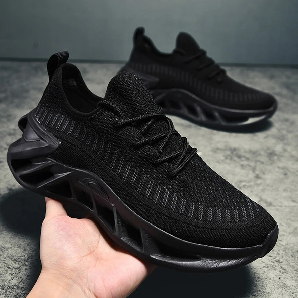 Unisex Örgü Spor Ayakkabı (Beyaz - Gri) - Resim 4