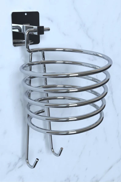 Yapışkanlı Gümüş Fön Makinesi Askısı Saç Kurutma Makinesi Tutacağı YK-710 - Resim 4