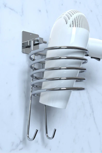 Yapışkanlı Gümüş Fön Makinesi Askısı Saç Kurutma Makinesi Tutacağı YK-710