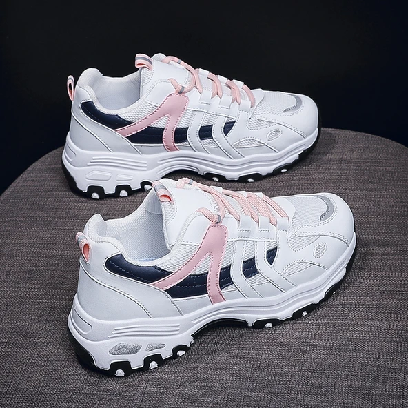 Kadın Platform Spor Ayakkabı (Beyaz - Pembe)