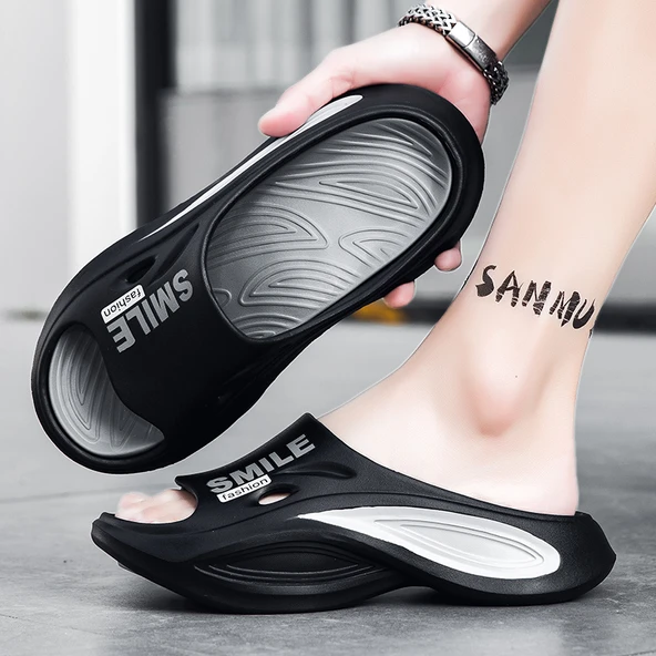 Unisex Parmak Arası Terlik Sandalet (Beyaz - Yeşil) - 2