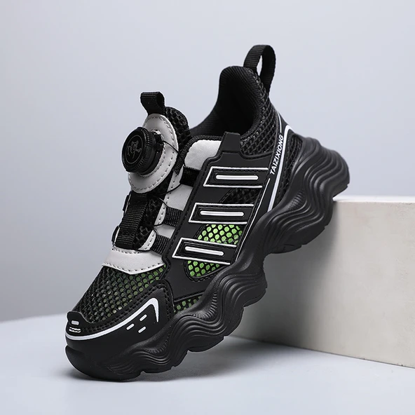 Unisex Çocuk Spor Ayakkabı (Siyah - Beyaz-2)