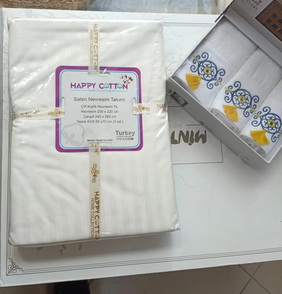 %100 PAMUK SATEN ÇİFT KİŞİLİK NEVRESİM TAKIMI - 2