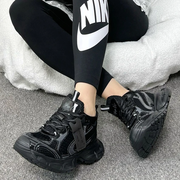 Unisex Kalın Tabanlı Spor Ayakkabı (Siyah Şövalye) - 6