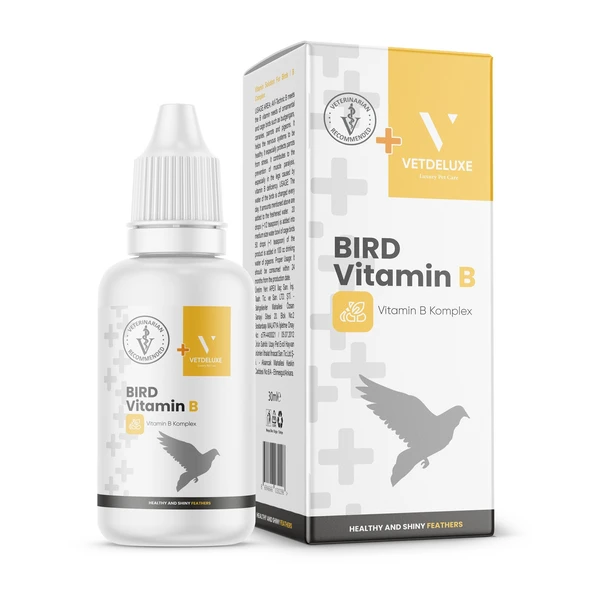 VETDELUXE Bird Vitamin B Likit Kuşlar İçin Sıvı B Vitamini Tüy Dökülmesine Karşı Sıvı Vitamin 30 ml