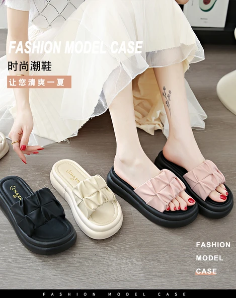 Kadın Platform Topuklu Terlik Sandalet (Siyah) - Resim 10