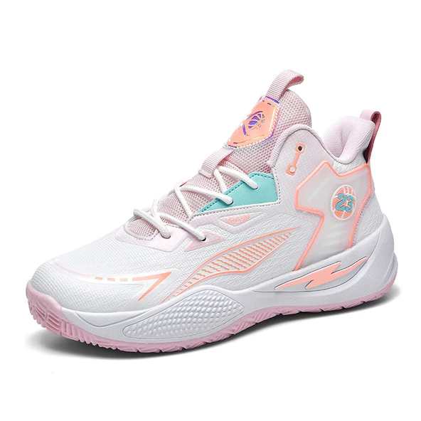 Unisex Basketbol Ayakkabısı - Nefes Alabilen File (Beyaz - Pembe)