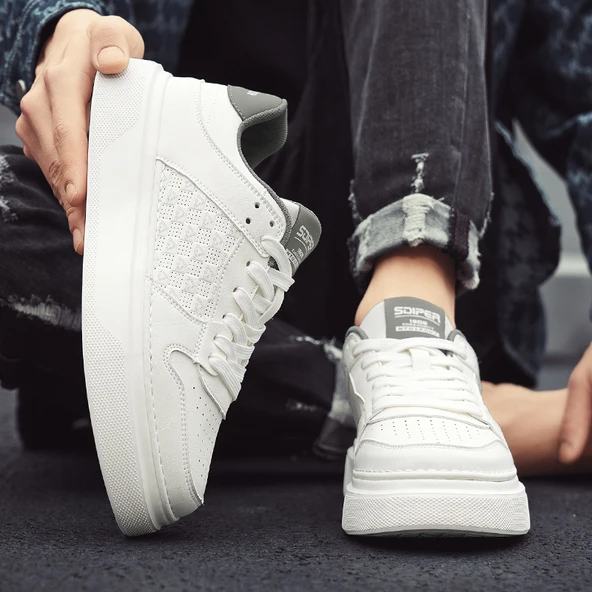 Erkek Günlük Moda Spor Ayakkabı (Bej - Yeşil-2) - Resim 2