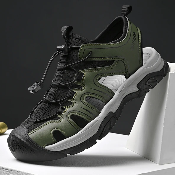 Erkek Plaj Sandalet (Yeşil) - Resim 2