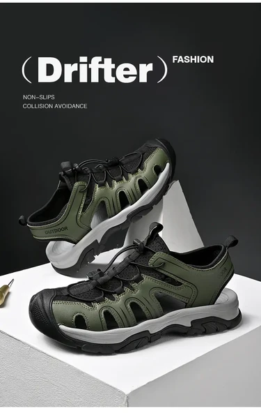 Erkek Plaj Sandalet (Yeşil) - Resim 10