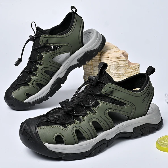 Erkek Plaj Sandalet (Yeşil) - Resim 6