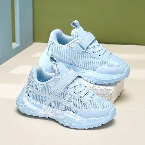 Unisex Çocuk Fileli Spor Ayakkabı (Gök Mavisi)