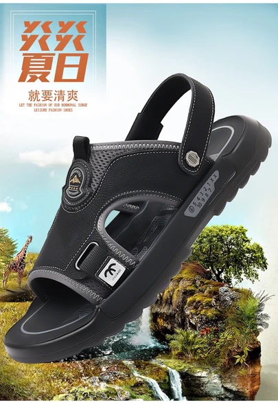 Erkek Plaj Sandalet (Haki) - Resim 10