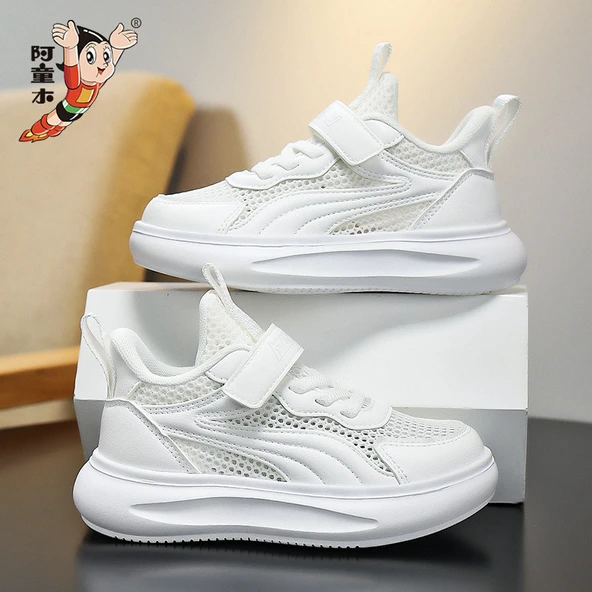 Unisex Çocuk Yazlık Fileli Spor Ayakkabı (Beyaz-1)