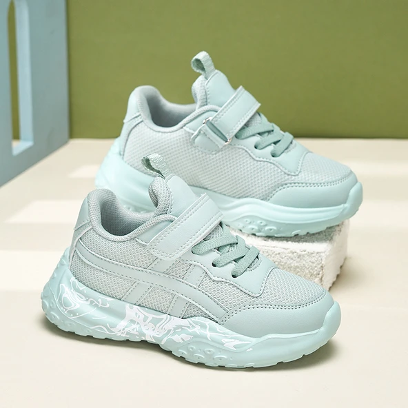 Unisex Çocuk Fileli Spor Ayakkabı (Açık Yeşil)