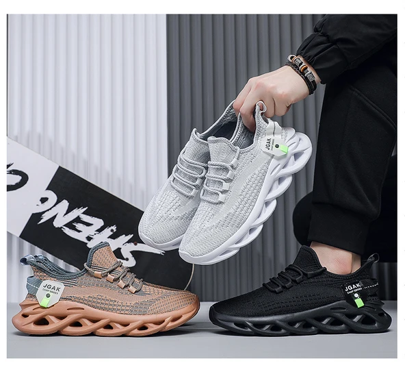 Erkek Nefes Alabilir Fileli Spor Ayakkabı (Haki) - Resim 8