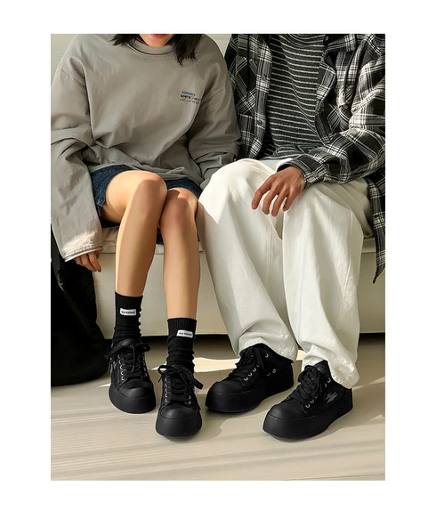 Unisex Kalın Taban Spor Ayakkabı (Siyah-1) - 8