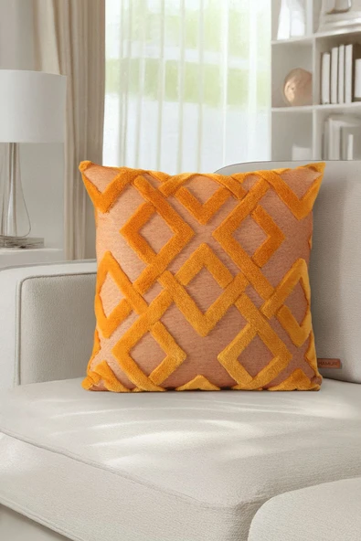 Jakarlı Kırlent 43x43 cm Mila Hardal ürün görseli 1