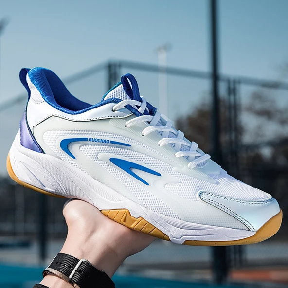 Unisex Badminton ve Tenis Ayakkabısı (Beyaz - Mavi)